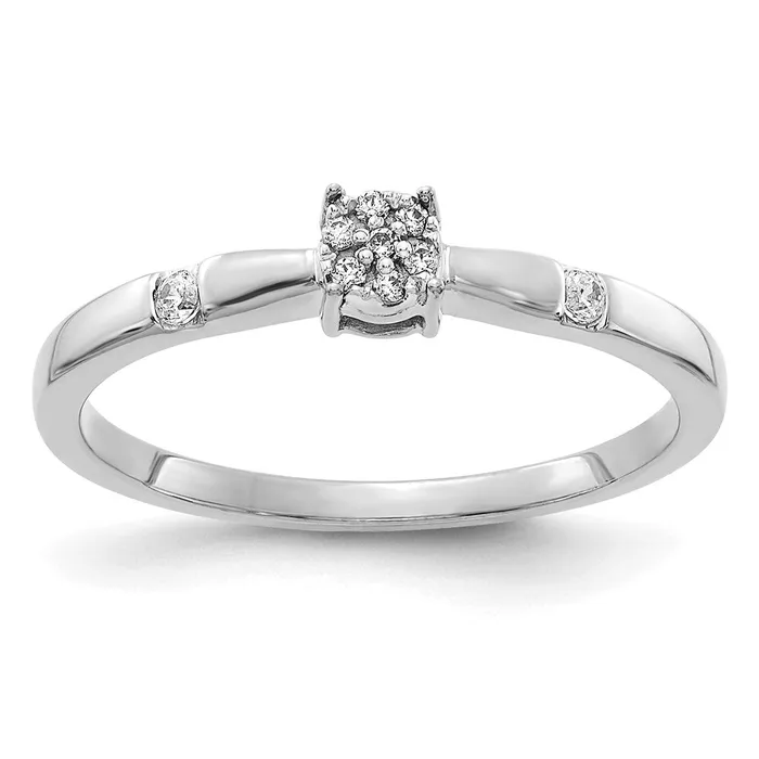 14k White Gold Real Diamond Cluster Ring Goldia Rings