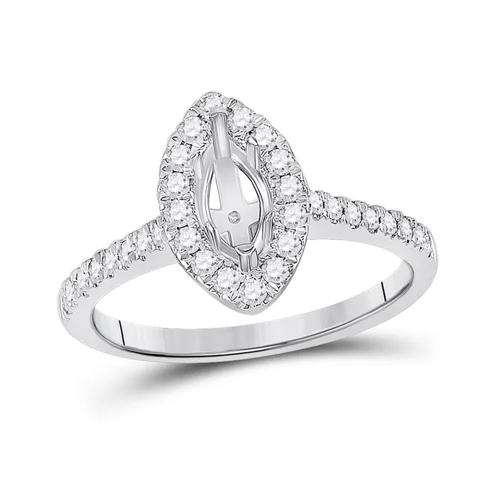 14k White Gold Round Diamond 12 Ct Center Marquise Bridal SemiMount Ring 13 Ctw gndatlanta Rings