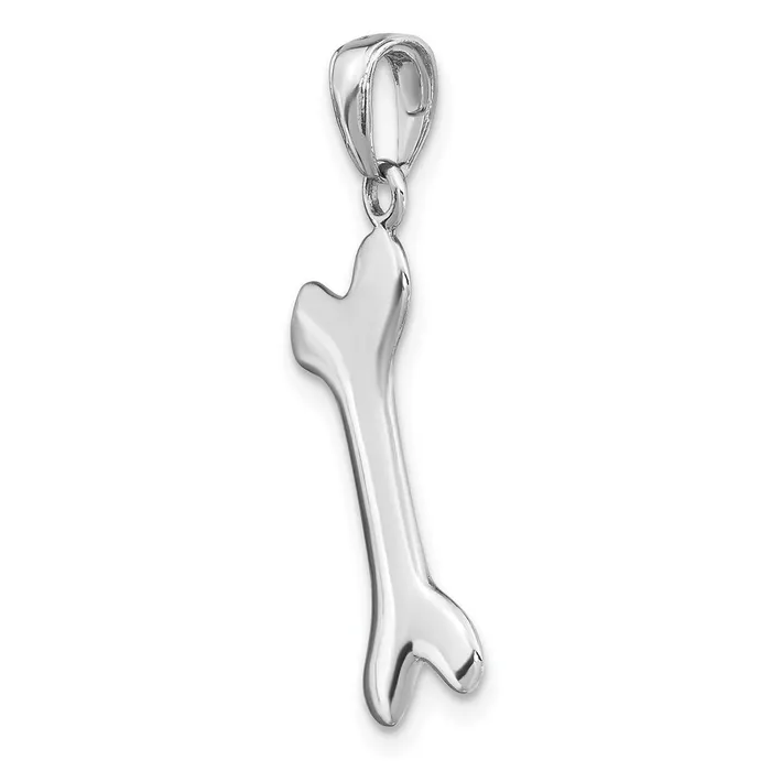 14k White Gold Solid Polished Dog Bone Charm Goldia Charm Necklaces