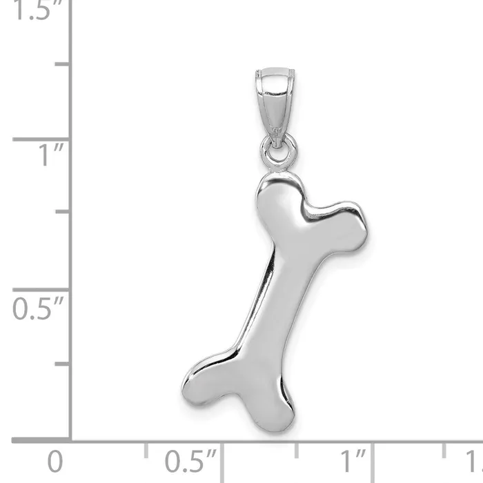 14k White Gold Solid Polished Dog Bone Charm Goldia Charm Necklaces