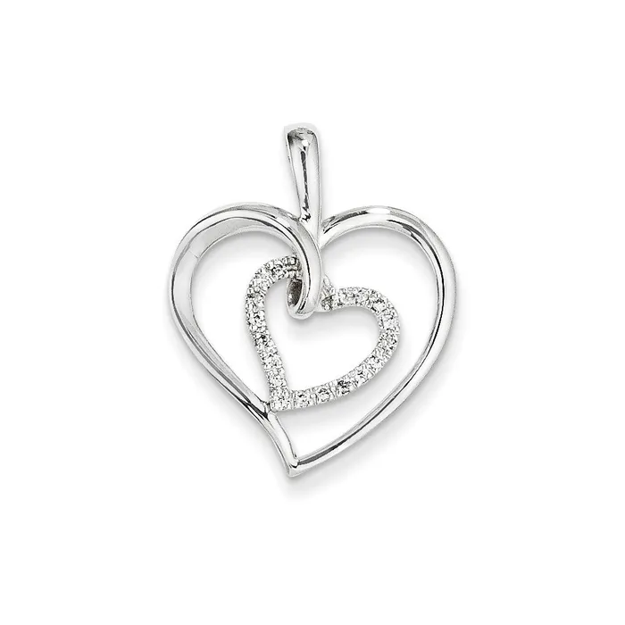 14K White Gold u0026 Real Diamond Double Heart Pendant Goldia Necklaces
