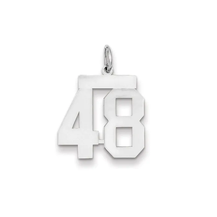 14k White Gold WG Medium Polished Number 48 Charm Goldia Charm Necklaces