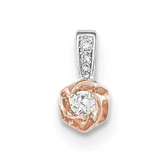 14K White Gold with Rose Rhodium Diamond Flower Pendant Goldiacom Necklaces 14K White Gold with Rose Rhodium Diamond Flower Pendant Goldiacom Necklaces