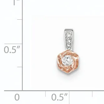14K White Gold with Rose Rhodium Diamond Flower Pendant Goldiacom Necklaces