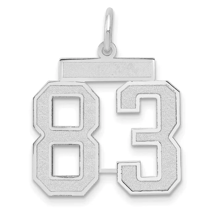 14k White Goldw Medium Satin Number 83 Charm Goldia Charm Necklaces