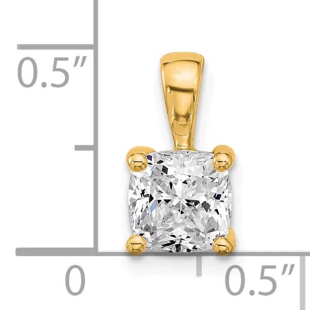 14k Yellow Gold 1 12 Ct Certified Lab Grown Diamond VSSI G Cushion Four Prong Pendant Goldia Necklaces
