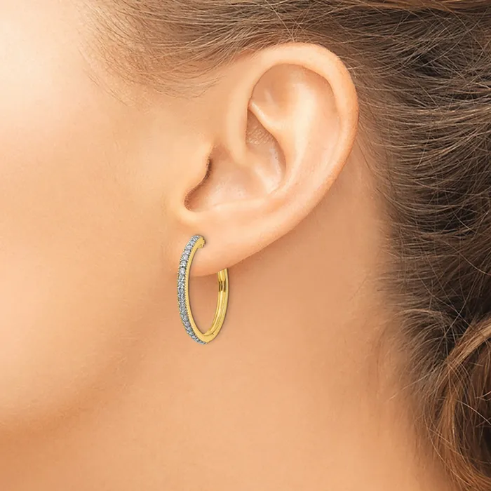 14k Yellow Gold 12 Ct Lab Grown Diamond VSSI G Miligrain Hinged Hoop Earrings Goldia Earrings