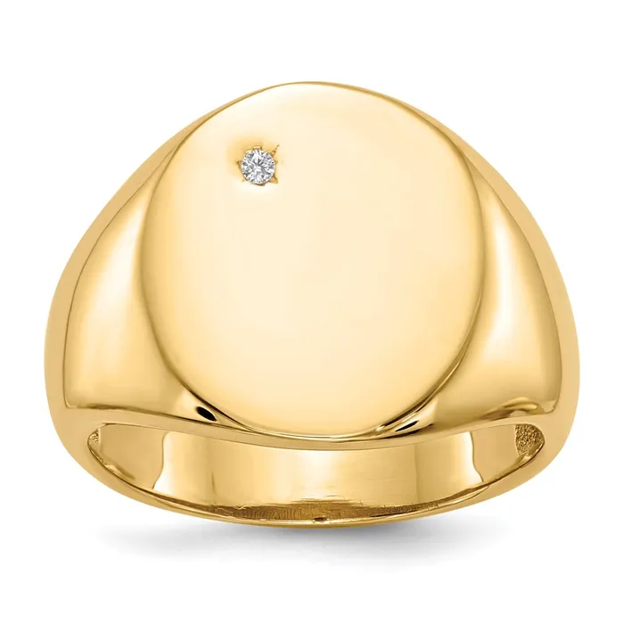 14K Yellow Gold 170x150mm Open Back AA Real Diamond Mens Signet Ring Goldiacom Rings 14K Yellow Gold 170x150mm Open Back AA Real Diamond Mens Signet Ring Goldiacom Rings