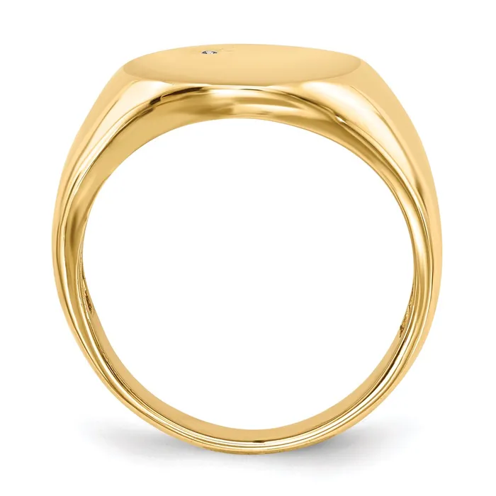 14K Yellow Gold 170x150mm Open Back AA Real Diamond Mens Signet Ring Goldiacom Rings