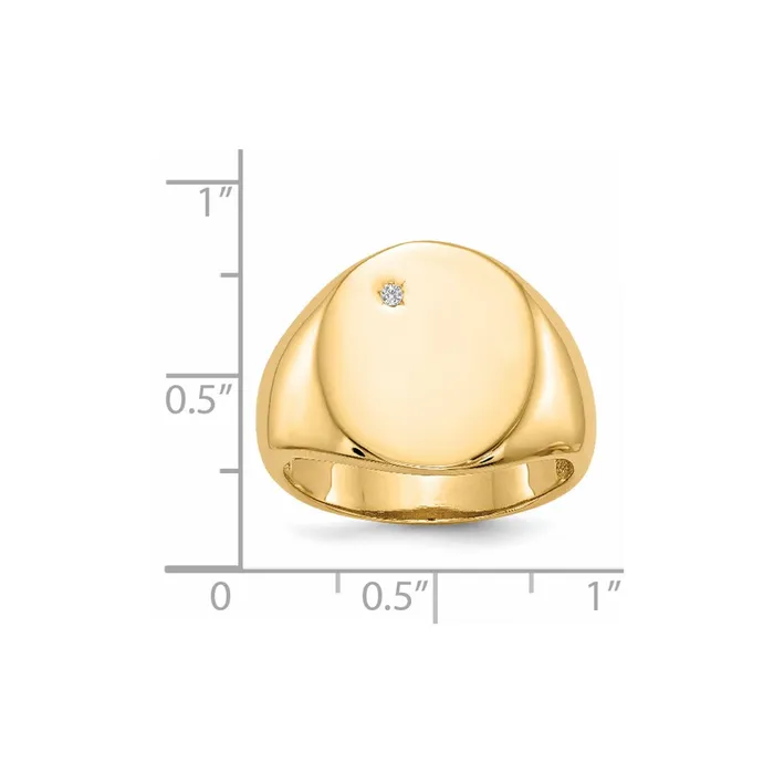 14K Yellow Gold 170x150mm Open Back AA Real Diamond Mens Signet Ring Goldiacom Rings
