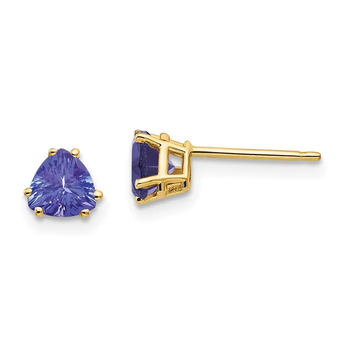14k Yellow Gold 5mm Tanzanite earring Goldia Earrings