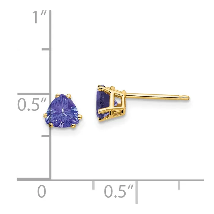 14k Yellow Gold 5mm Tanzanite earring Goldia Earrings