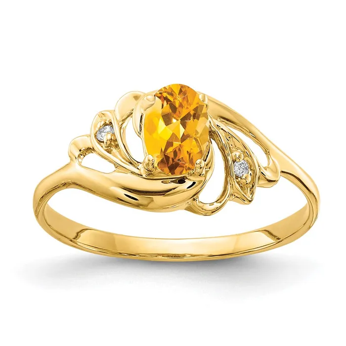 14K Yellow Gold 6x4mm Oval Citrine Checker A Real Diamond ring Goldiacom Rings 14K Yellow Gold 6x4mm Oval Citrine Checker A Real Diamond ring Goldiacom Rings