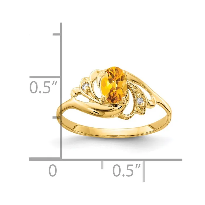 14K Yellow Gold 6x4mm Oval Citrine Checker A Real Diamond ring Goldiacom Rings