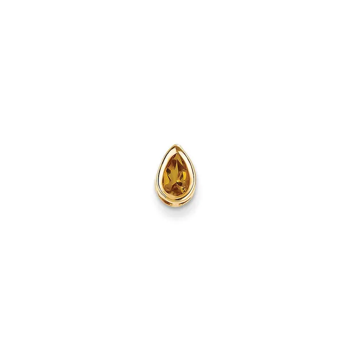 14K Yellow Gold 6x4mm Pear Citrine bezel pendant Goldia Necklaces
