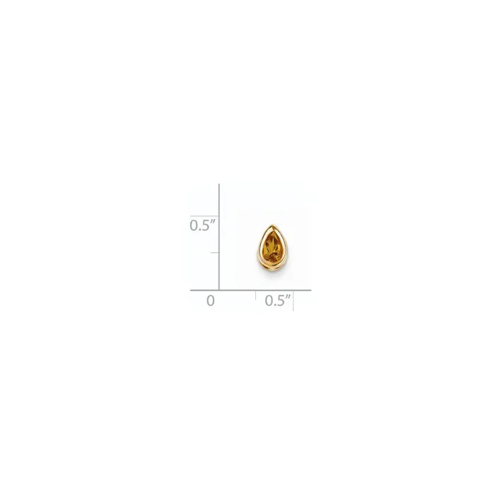 14K Yellow Gold 6x4mm Pear Citrine bezel pendant Goldia Necklaces