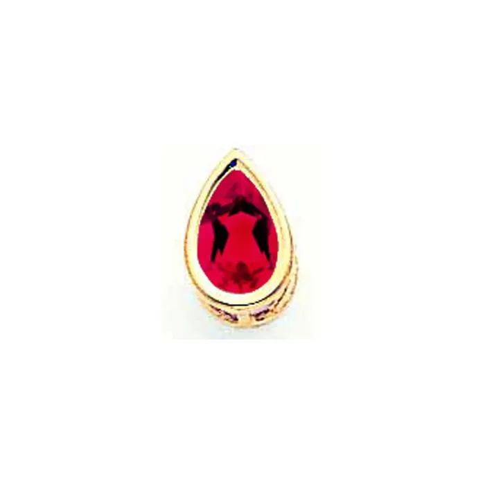 14K Yellow Gold 8x5mm Pear Ruby bezel pendant Goldia Necklaces