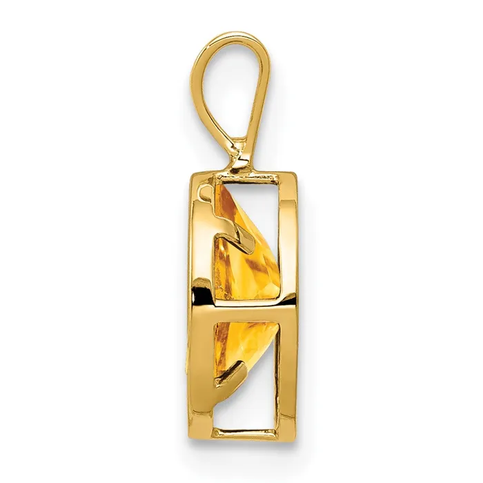14K Yellow Gold 8x6mm Oval Citrine Checker bezel pendant Goldia Necklaces