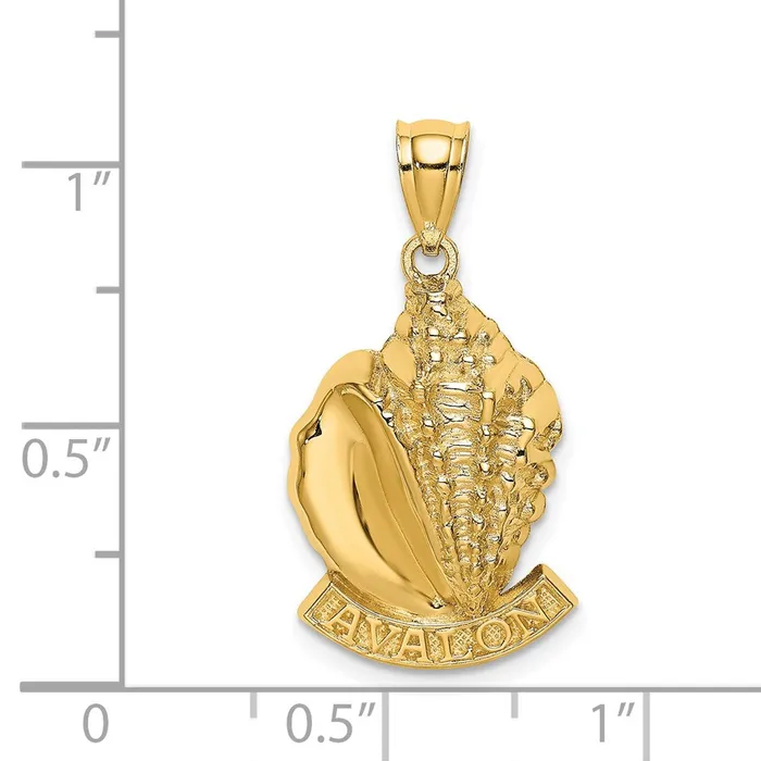 14k Yellow Gold AVALON Conch Shell Charm Goldia Charm Necklaces