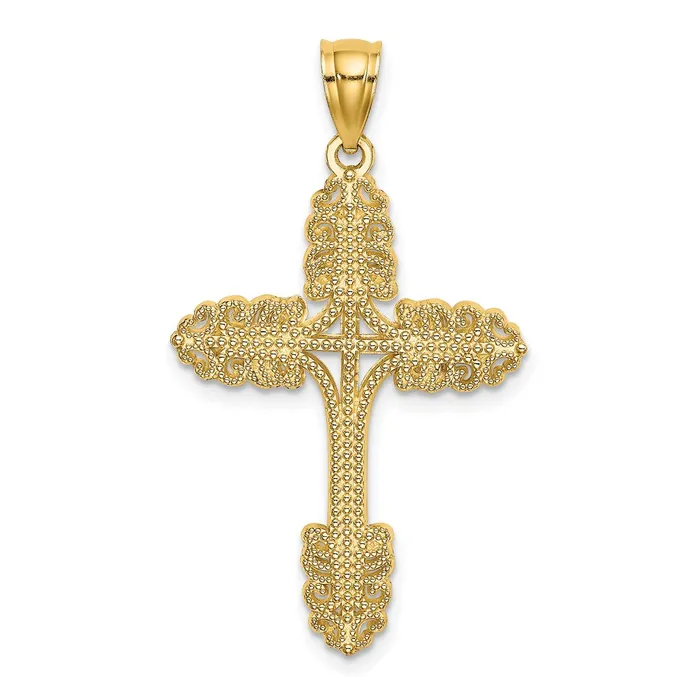 14k Yellow Gold Beaded Cross Charm Goldia Charm Necklaces
