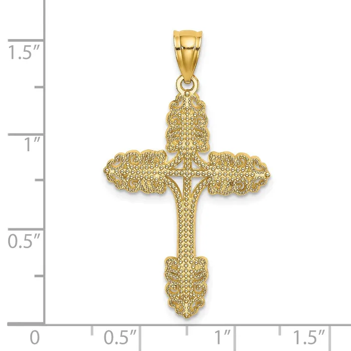 14k Yellow Gold Beaded Cross Charm Goldia Charm Necklaces