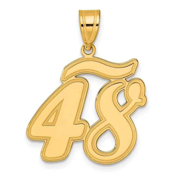14k Yellow Gold Brushed Border Script Number 48 Pendant Goldia PreStyled Sets 14k Yellow Gold Brushed Border Script Number 48 Pendant Goldia PreStyled Sets