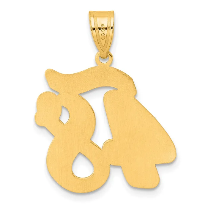 14k Yellow Gold Brushed Border Script Number 48 Pendant Goldia PreStyled Sets