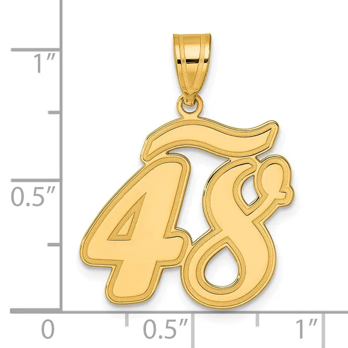 14k Yellow Gold Brushed Border Script Number 48 Pendant Goldia PreStyled Sets