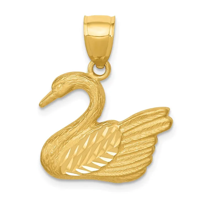 14k Yellow Gold Diamondcut Swan Pendant Goldia Necklaces