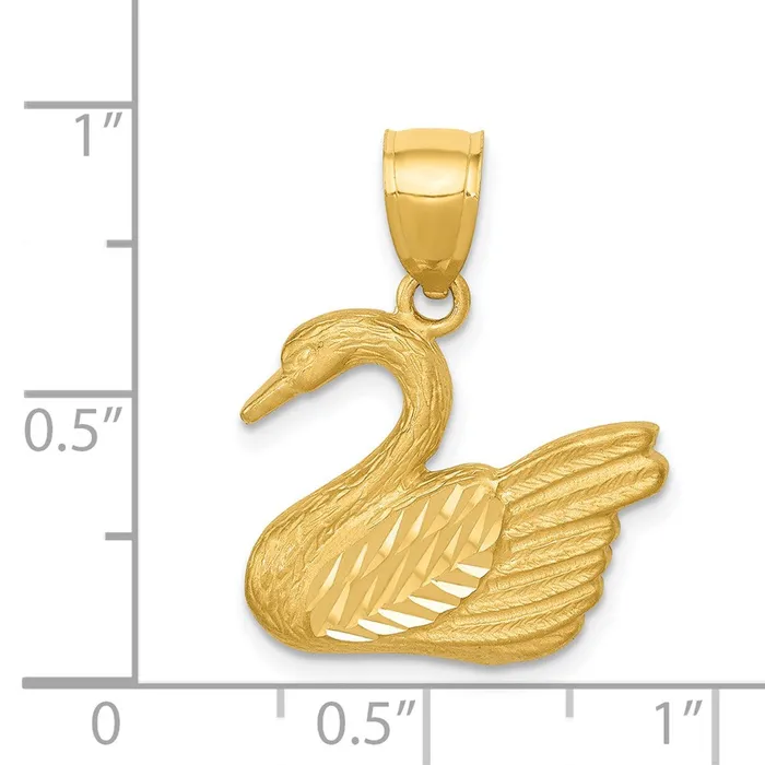 14k Yellow Gold Diamondcut Swan Pendant Goldia Necklaces