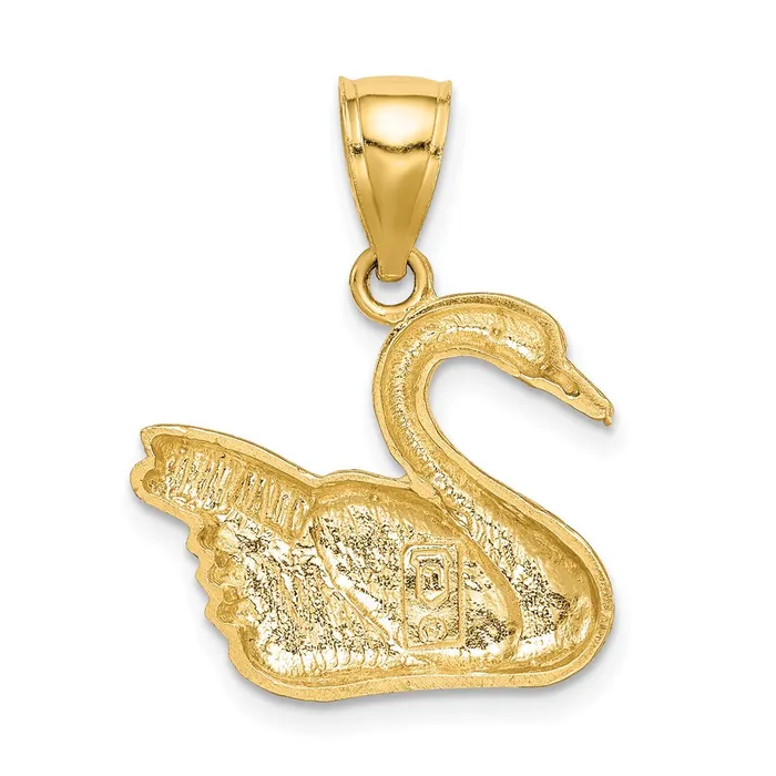 14k Yellow Gold Diamondcut Swan Pendant Goldia Necklaces