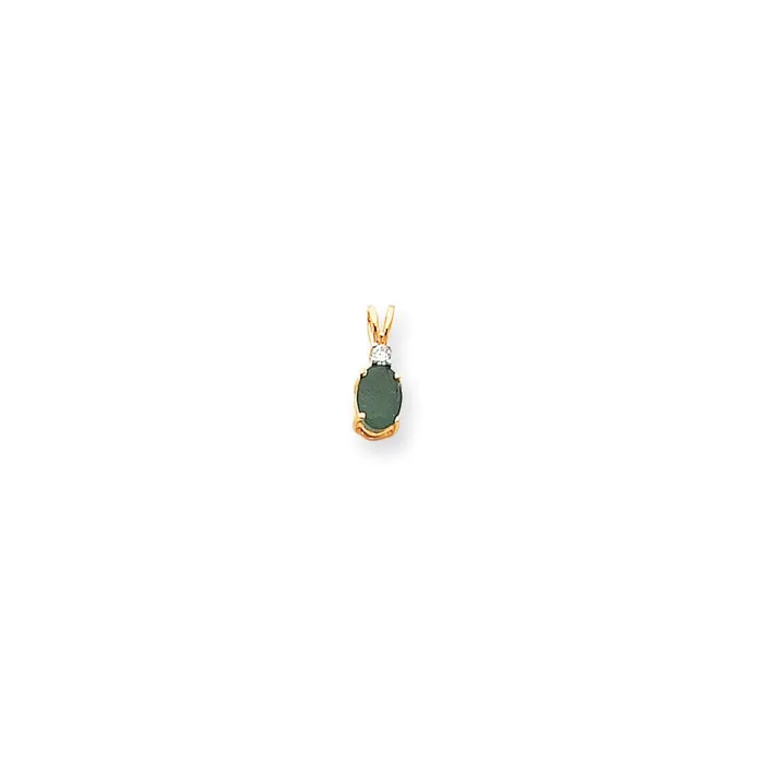 14K Yellow Gold Emerald Real Diamond pendant Goldia Necklaces