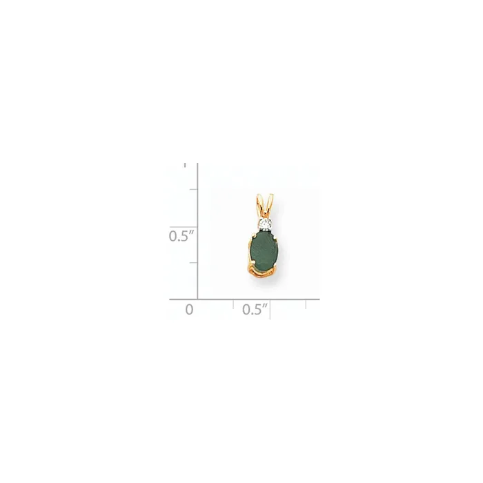 14K Yellow Gold Emerald Real Diamond pendant Goldia Necklaces
