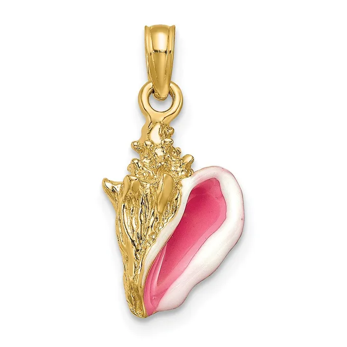 14k Yellow Gold Enameled 3D Conch Shell Pendant Goldia PreStyled Sets
