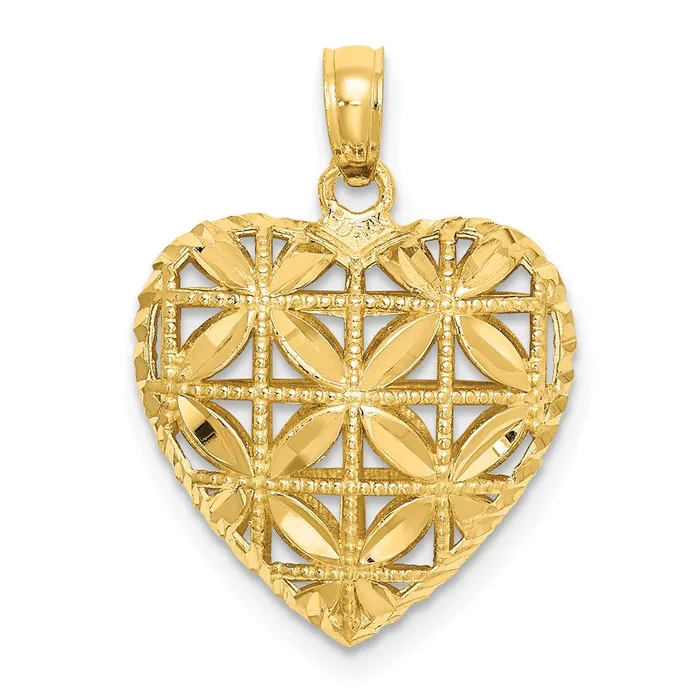 14k Yellow Gold Polished 3D Puffed Heart Pendant Goldia Necklaces