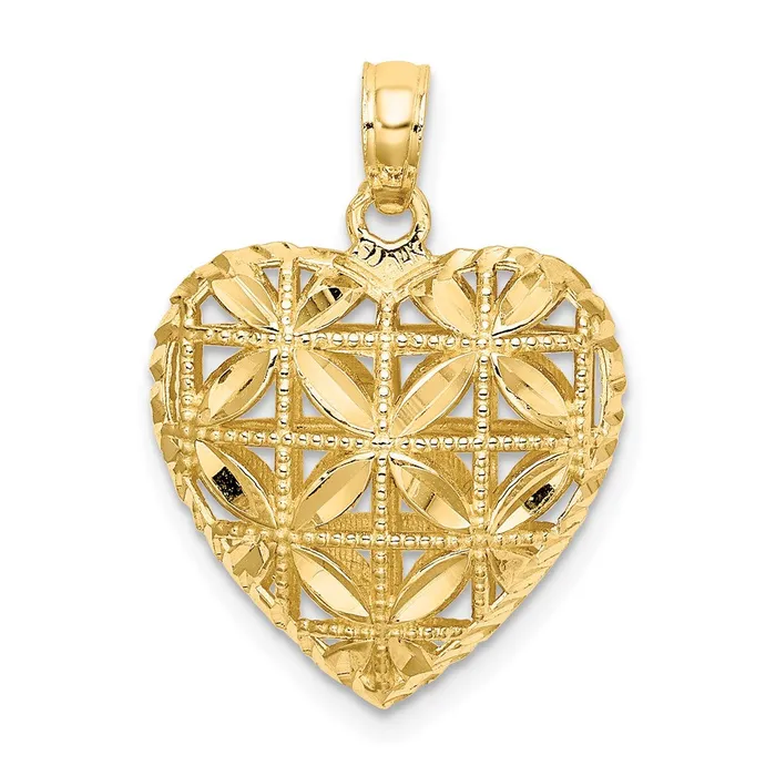 14k Yellow Gold Polished 3D Puffed Heart Pendant Goldia Necklaces