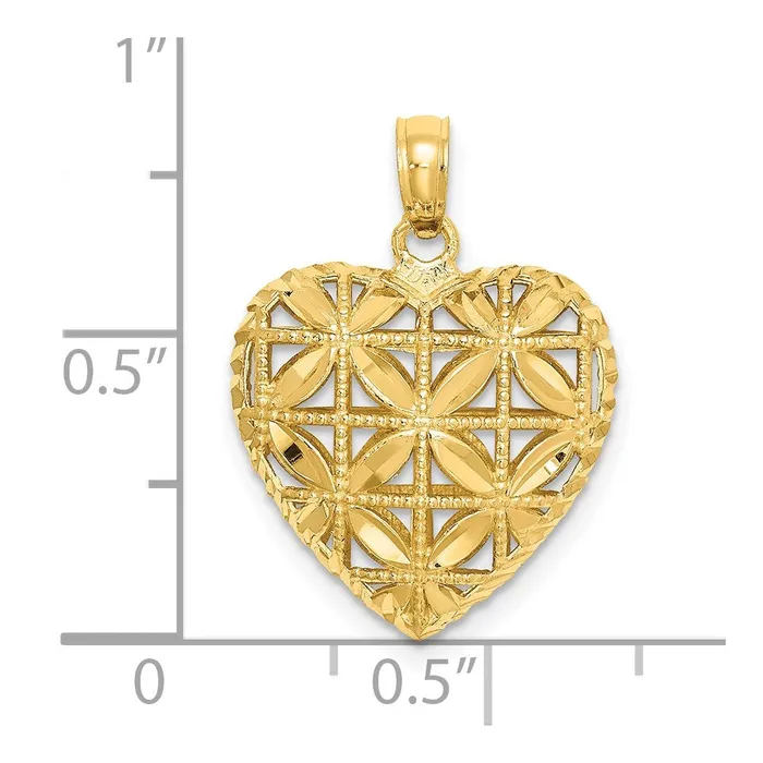 14k Yellow Gold Polished 3D Puffed Heart Pendant Goldia Necklaces