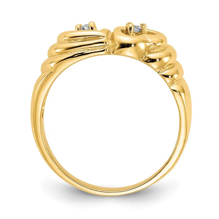 14K Yellow Gold Polished AA Real Diamond heart ring Goldiacom Rings