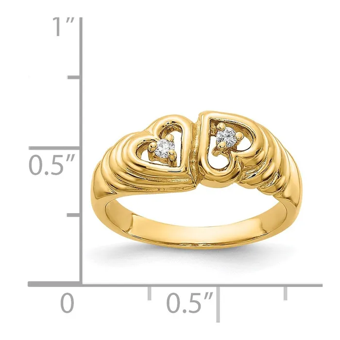 14K Yellow Gold Polished AA Real Diamond heart ring Goldiacom Rings