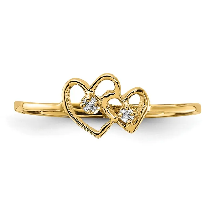 14K Yellow Gold Polished AA Real Diamond heart ring Goldiacom Rings