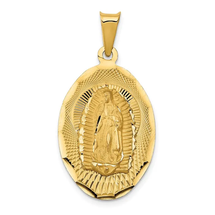 14k Yellow Gold Polished DC Lady Of Guadalupe Oval Pendant Goldia Necklaces 14k Yellow Gold Polished DC Lady Of Guadalupe Oval Pendant Goldia Necklaces