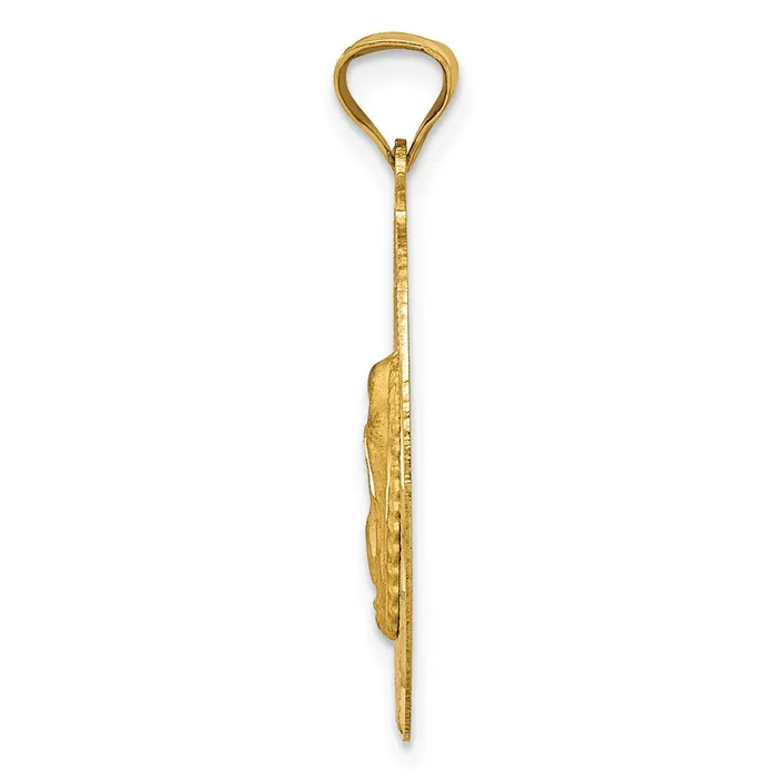 14k Yellow Gold Polished DC Lady Of Guadalupe Oval Pendant Goldia Necklaces