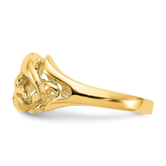 14K Yellow Gold Polished Double Dolphins Swimming Ring Goldia Rings