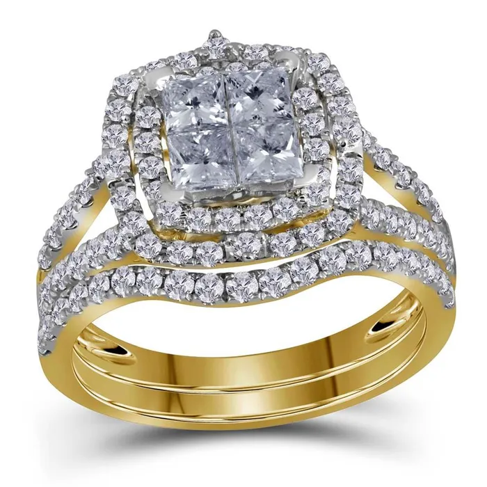 14k Yellow Gold Princess Diamond Bridal Wedding Ring Set 112 Cttw gndatlanta Rings 14k Yellow Gold Princess Diamond Bridal Wedding Ring Set 112 Cttw gndatlanta Rings