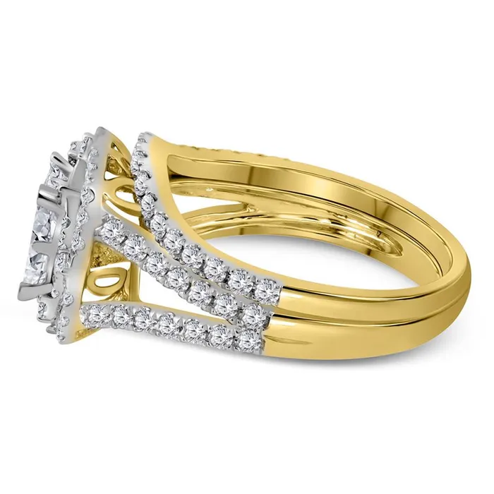 14k Yellow Gold Princess Diamond Bridal Wedding Ring Set 112 Cttw gndatlanta Rings