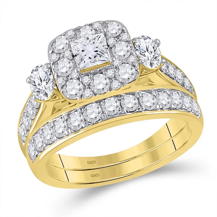 14k Yellow Gold Princess Diamond Bridal Wedding Ring Set 2 Cttw Certified gndatlanta Rings 14k Yellow Gold Princess Diamond Bridal Wedding Ring Set 2 Cttw Certified gndatlanta Rings