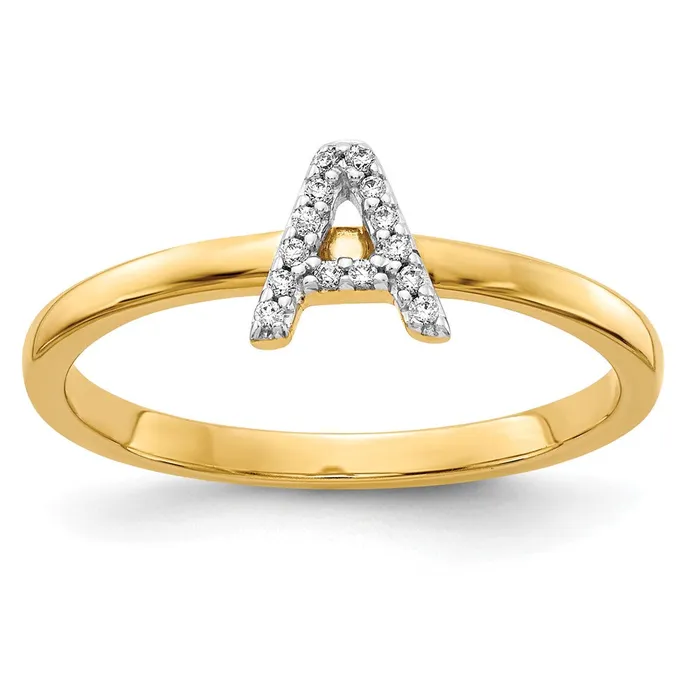 14k Yellow Gold Real Diamond Initial A Ring Goldiacom Rings