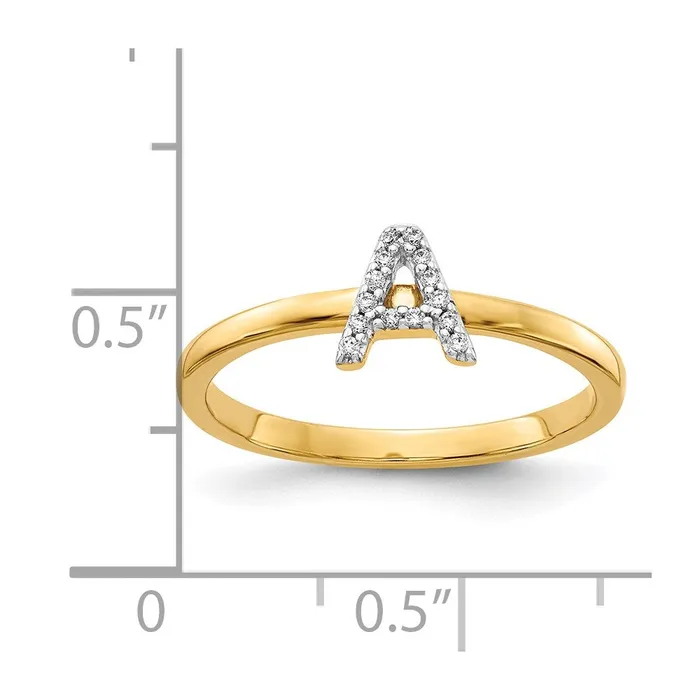 14k Yellow Gold Real Diamond Initial A Ring Goldiacom Rings
