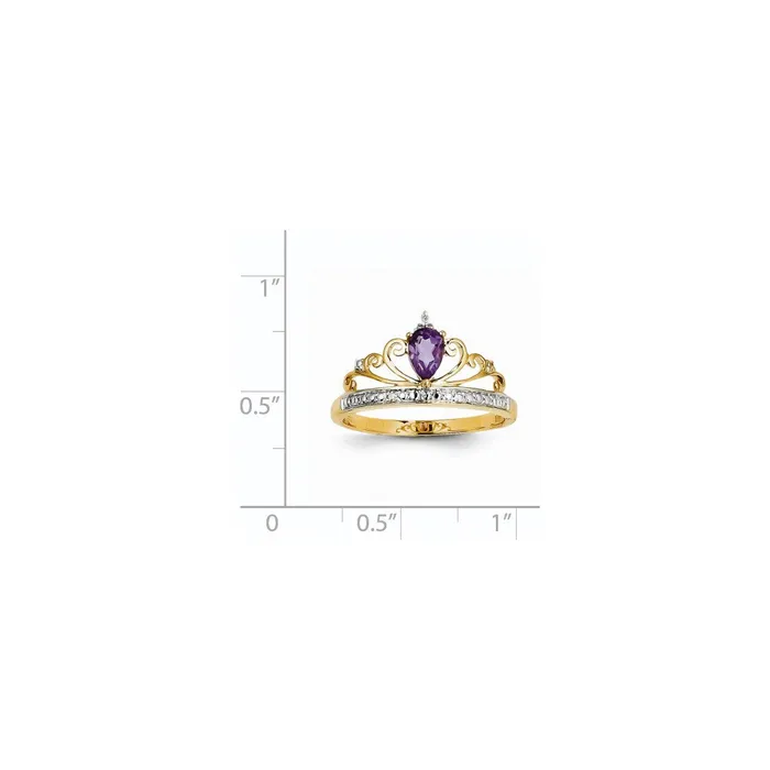 14K Yellow Gold Rhodium Real Diamond and Amethyst Ring Goldiacom Rings