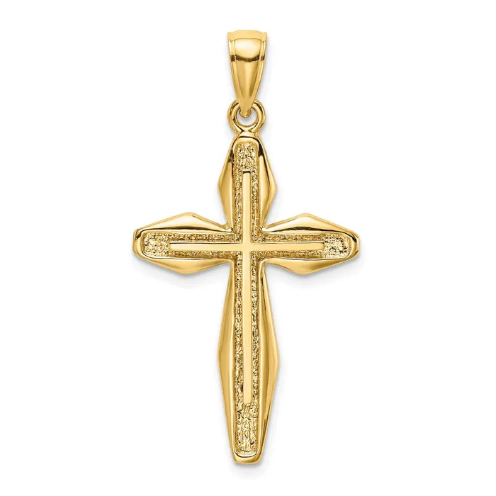 14k Yellow Gold Textured Cross Charm Goldia Charm Necklaces